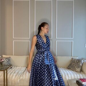 Sachin + Babi Blue Patterned Maxi Dress